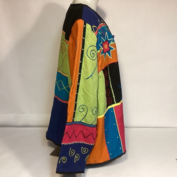 Indigo Moon Multi Color Embroidered Jacket with toggle buttons Womens size 1X - Picture 4 of 8